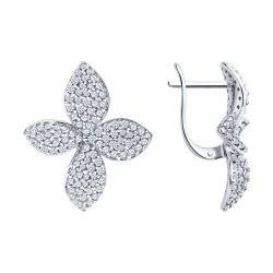 Cercei din argint  cu pietre Cubic Zirconia Incolor