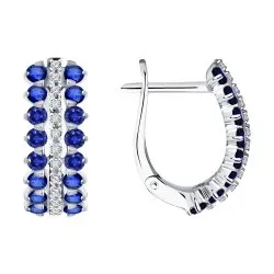 Cercei din aur alb cu Diamant, Safir