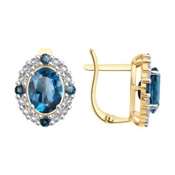 Cercei din aur roșu cu Cubic Zirconia Incolor, Topaz London