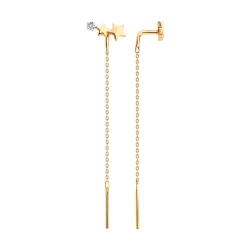 Cercei Lanț din aur roșu cu pietre Cubic Zirconia Incolor