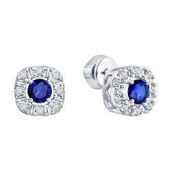 Cercei Pusete din argint  cu pietre Cubic Zirconia Incolor, Safir