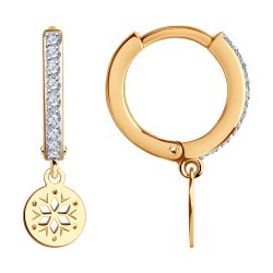 Cercei Creole din aur roșu cu pietre Cubic Zirconia Incolor