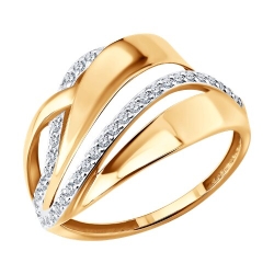 Inel din aur roșu cu pietre Cubic Zirconia Incolor