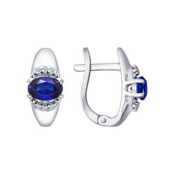 Cercei din argint  cu pietre Cubic Zirconia Incolor, Corindon