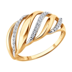 Кольцо из красного золота с камнями Фианит