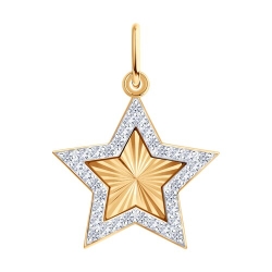 Pandantiv din aur roșu cu pietre Cubic Zirconia Incolor