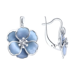 Серьги из серебра с камнями Эмаль