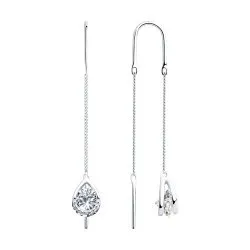 Cercei Lanț din argint cu Cubic Zirconia Incolor