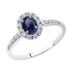 Inel din aur alb cu Diamant, Safir