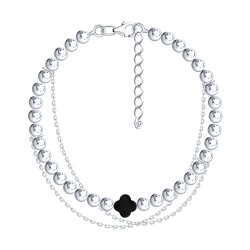 Браслет из серебра с камнями , Леска