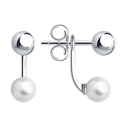 Cercei Pusete din argint  cu pietre Perla Imit.
