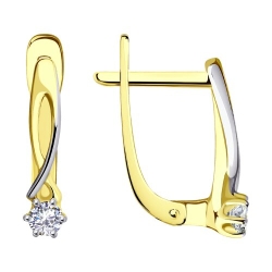 Cercei din aur galben cu pietre Cubic Zirconia Incolor