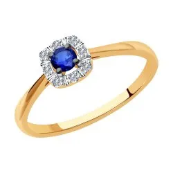 Inel din aur roșu cu Diamant, Safir