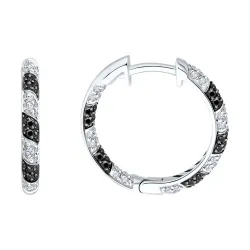 Cercei Creole din aur alb cu Diamant, Diamant negru