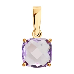 Подвеска из красного золота с камнями Аметист