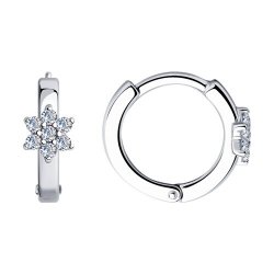 Cercei Creole din argint  cu pietre Cubic Zirconia Incolor