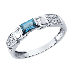 Inel din aur alb cu pietre Cubic Zirconia Incolor, Topaz London