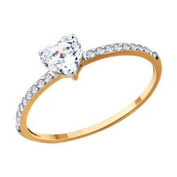Inel din aur roșu cu pietre Cubic Zirconia Incolor