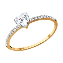 Inel din aur roșu cu Cubic Zirconia Incolor