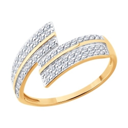 Inel din aur roșu cu pietre Cubic Zirconia Incolor