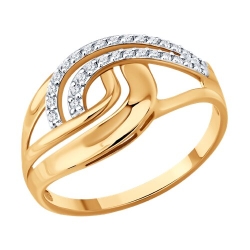 Inel din aur roșu cu pietre Cubic Zirconia Incolor