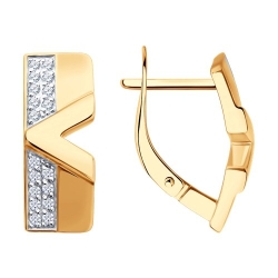 Cercei din aur roșu cu pietre Cubic Zirconia Incolor