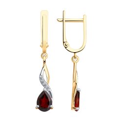 Cercei Suspendați din aur roșu cu pietre Cubic Zirconia Incolor, Granat