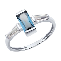 Inel din aur alb cu pietre Cubic Zirconia Incolor, Topaz London
