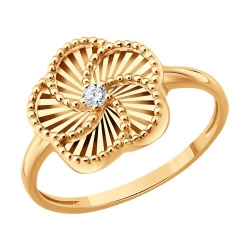 Inel din aur roșu cu pietre Cubic Zirconia Incolor