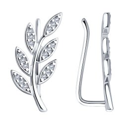 Серьги из серебра с камнями Фианит