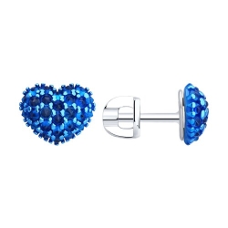 Cercei Pusete din argint  cu pietre Cubic Zirconia Albastru Safir