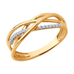 Inel din aur roșu cu pietre Cubic Zirconia Incolor