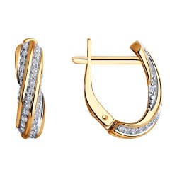 Серьги из красного золота с камнями Фианит