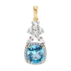 Pandantiv din aur roșu cu Diamant, Cristal de munte și Topaz Swiss