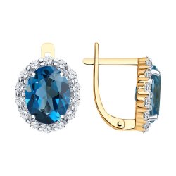 Cercei din aur roșu cu pietre Cubic Zirconia Incolor, Topaz London