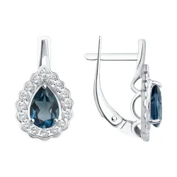 Cercei din aur alb cu Cubic Zirconia Incolor, Topaz London