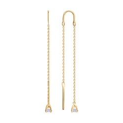 Cercei Lanț din aur roșu cu pietre Cubic Zirconia Incolor