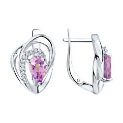 Cercei din argint  cu pietre Cubic Zirconia Incolor, Ametist