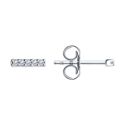 Серьги Пусеты из серебра с камнями Фианит