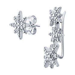 Серьги из серебра с камнями Фианит