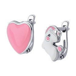 Серьги из серебра с камнями Эмаль