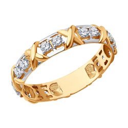 Inel din aur roșu cu pietre Cubic Zirconia Incolor
