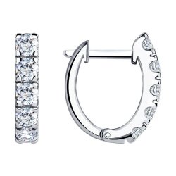Серьги из серебра с камнями Фианит