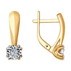 Cercei din aur alb și roșu cu Diamant
