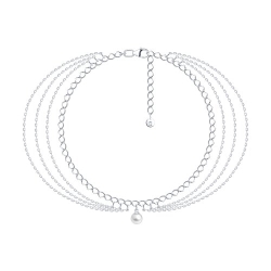 Браслет из серебра с камнями Жемчуг имит.