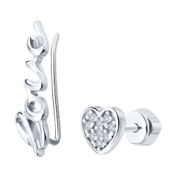 Серьги из серебра с камнями Фианит