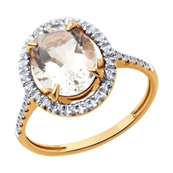 Inel din aur roșu cu pietre Cubic Zirconia Incolor, Cristal de munte