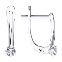 Cercei din aur alb cu pietre Cubic Zirconia Incolor