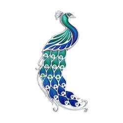 Broșă din argint  cu pietre Cubic Zirconia Albastru, Cubic Zirconia Verde și Emailare