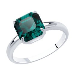 Inel din argint  cu pietre Cristal verde